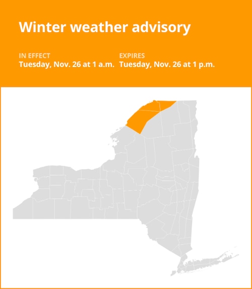 NY weather: Winter weather advisory affecting St. Lawrence and Franklin counties until Tuesday afternoon