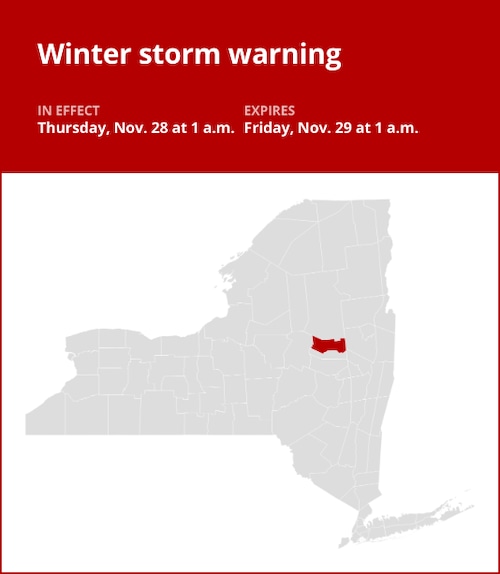 NY weather: Winter storm warning issued for Fulton County for Thursday and Friday – up to 10 inches of snow