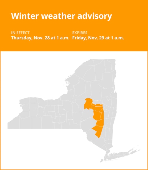 NY weather: Winter weather advisory issued for New York for Thursday and Friday – up to 6 inches of snow