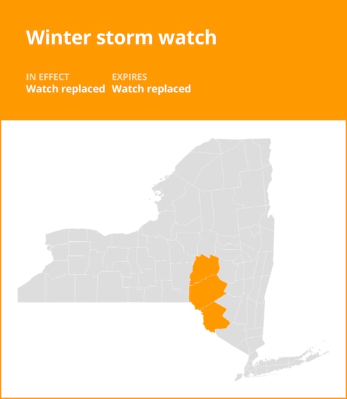 NY weather update: Winter storm watch previously issued is now replaced