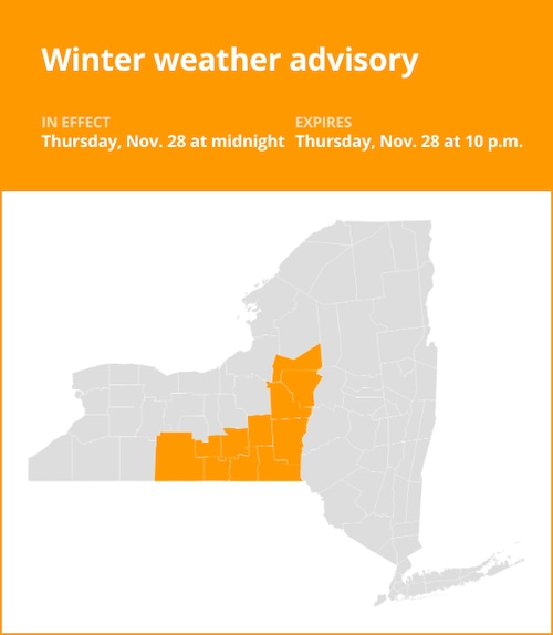 NY weather: Winter weather advisory for New York for Thursday