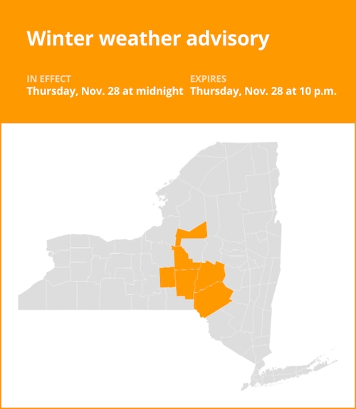 NY weather: Winter weather advisory for New York for Thursday – up to 8 inches of snow