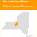 NY weather: Winter weather advisory for Cayuga and Onondaga counties for Thursday