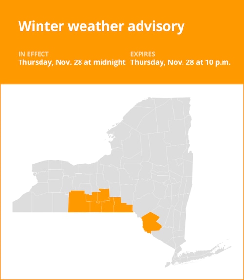 NY weather: Winter weather advisory for New York for Thursday – up to 6 inches of snow