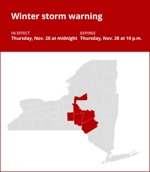 NY weather: Winter storm warning for New York for Thursday – up to 9 inches of snow