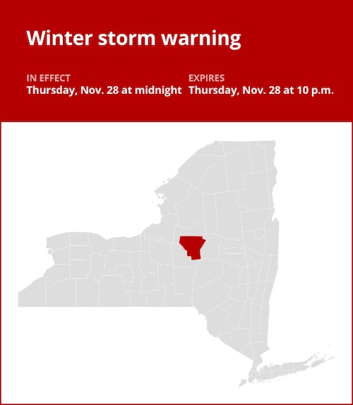 NY weather: Oneida County under a winter storm warning Thursday – up to 9 inches of snow