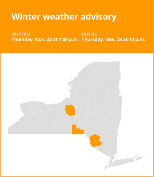 NY weather: Winter weather advisory for New York until Thursday night – up to 2 inches of snow