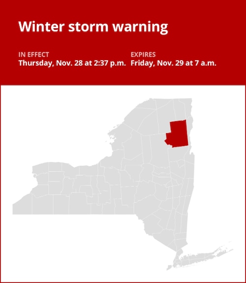 NY weather: Essex County under a winter storm warning until Friday morning – up to 6 inches of snow