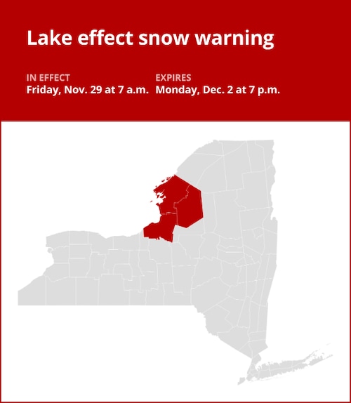 NY weather update: Lake effect snow warning affecting New York from Friday to Monday