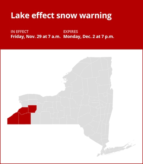 NY weather update: Lake effect snow warning issued for New York from Friday to Monday