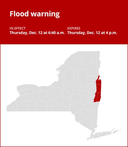 NY weather: Rensselaer and Washington counties under a flood warning until early Thursday evening