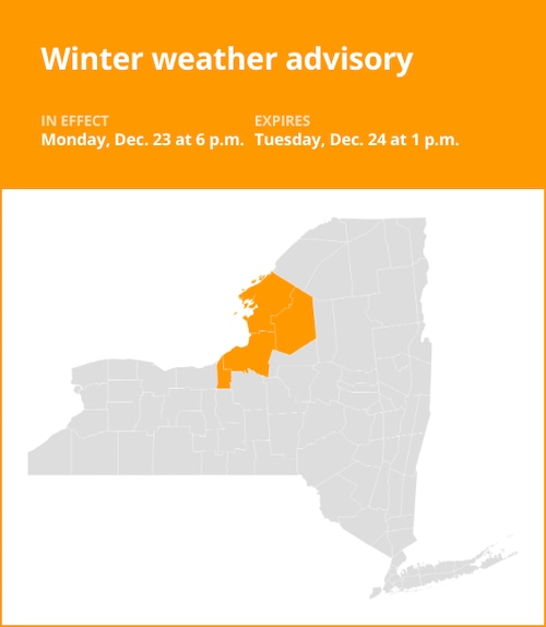 NY weather: Winter weather advisory for New York until Tuesday afternoon