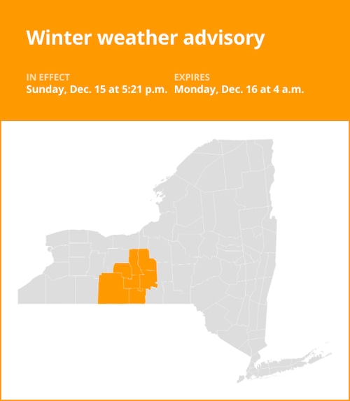 NY weather: Winter weather advisory for New York until early Monday morning