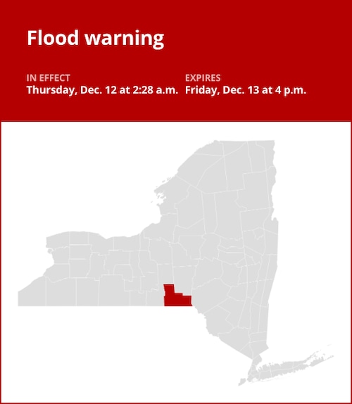 NY weather update: Flood warning issued for Broome County until early Friday evening