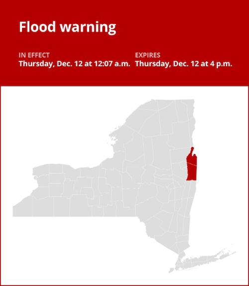 NY weather update: Flood warning issued for Washington County until early Thursday evening