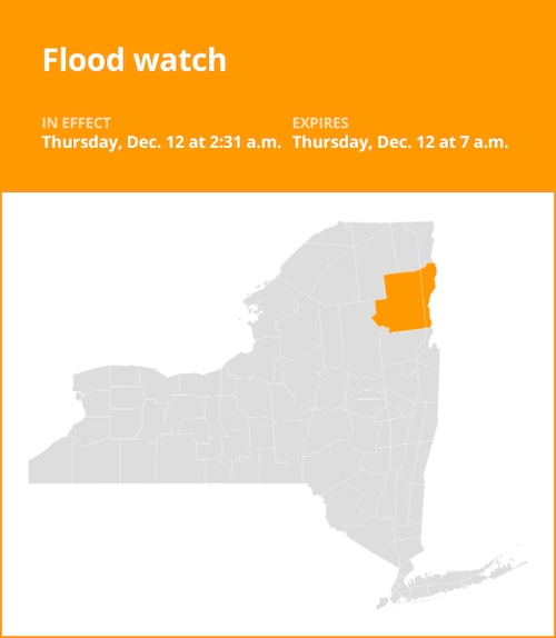 NY weather update: Flood watch affecting Essex County until Thursday morning