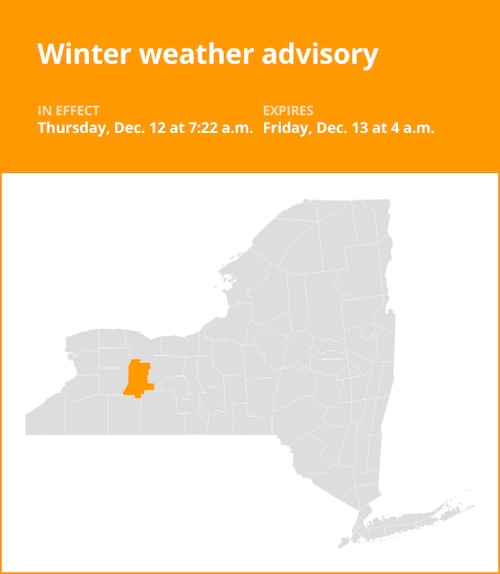 NY weather update: Livingston County under a winter weather advisory until early Friday morning