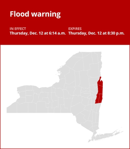 NY weather update: Rensselaer and Washington counties under a flood warning until Thursday evening