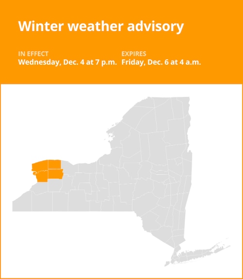 NY weather update: Winter weather advisory for New York until early Friday morning