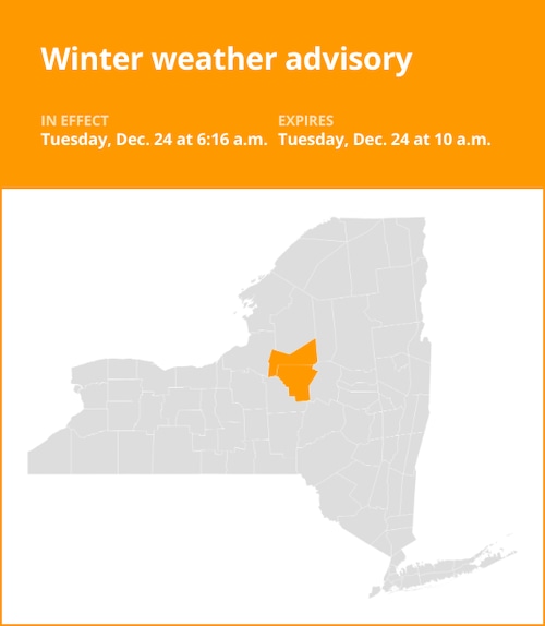 NY weather update: Winter weather advisory issued for Oneida County until Tuesday morning