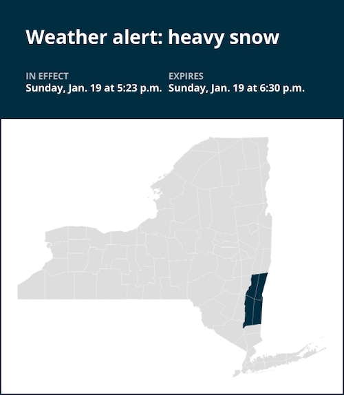 NY weather: Look for heavy snow in Columbia and Dutchess counties Sunday evening