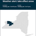 NY weather: Weather alert for lake effect snow in New York Tuesday night