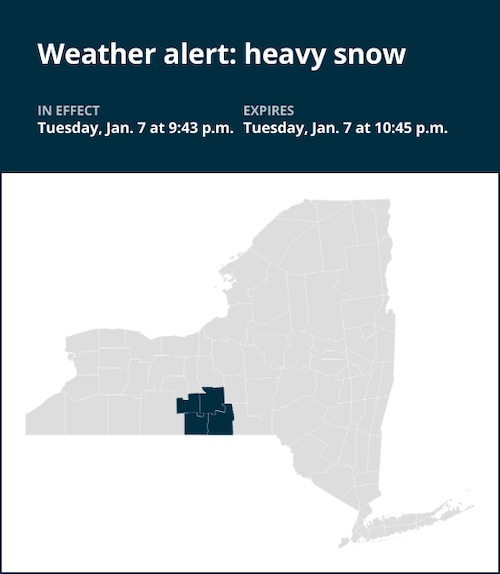 NY weather: Weather alert issued for heavy snow in New York Tuesday night