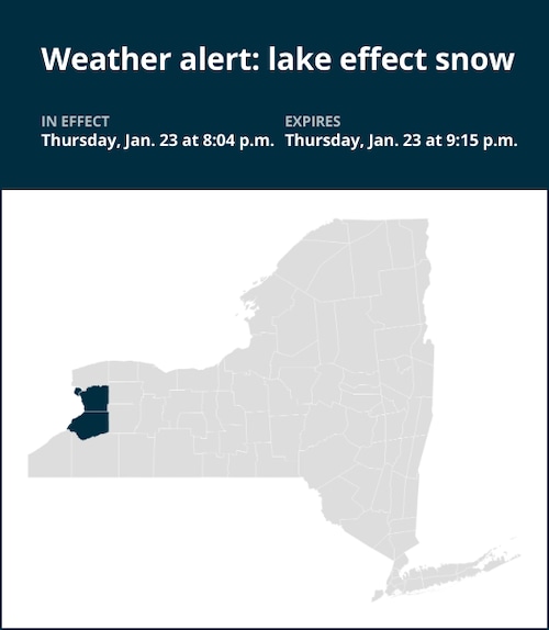 NY weather: Weather alert issued for lake effect snow in Erie County Thursday night