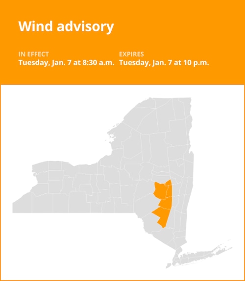 NY weather: Wind advisory issued for New York until Tuesday night