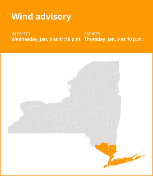 NY weather: Wind advisory issued for part of New York until Thursday night