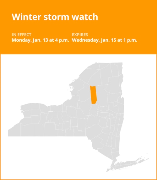 NY weather: Winter storm watch affecting Herkimer County from Monday to Wednesday