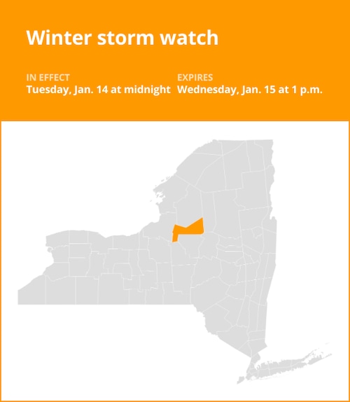 NY weather: Winter storm watch affecting Oneida County Tuesday and Wednesday