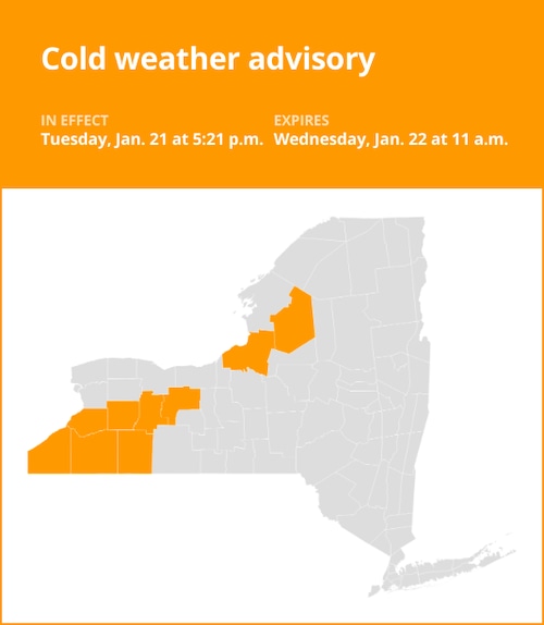 NY weather update: Cold weather advisory affecting New York until Wednesday midday