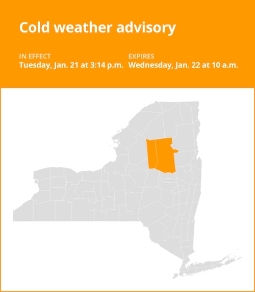 NY weather update: Herkimer and Hamilton counties under a cold weather advisory until Wednesday morning