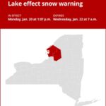 NY weather update: Lake effect snow warning for Jefferson and Lewis counties until Wednesday morning