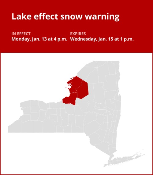 NY weather update: Lake effect snow warning for New York from Monday to Wednesday