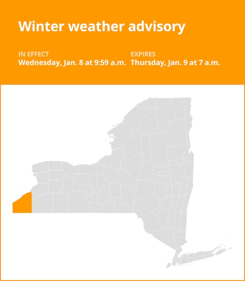 NY weather update: Winter weather advisory for Chautauqua County until Thursday morning