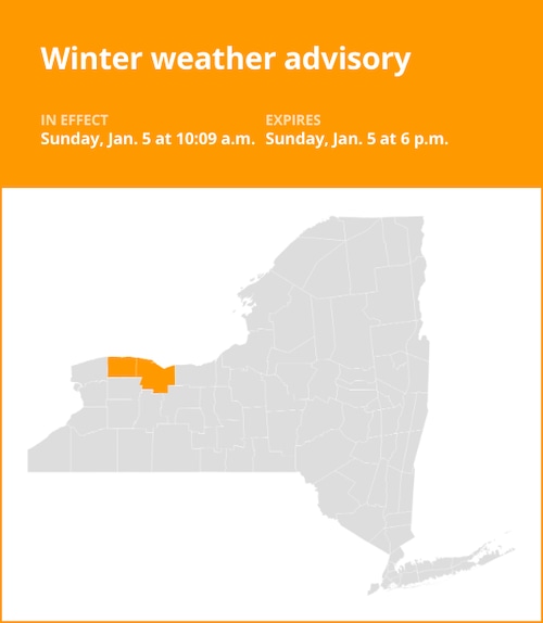 NY weather update: Winter weather advisory issued for Orleans and Monroe counties until Sunday evening