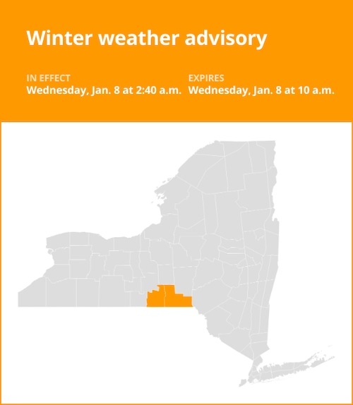 NY weather update: Winter weather advisory issued for Tioga and Broome counties until Wednesday morning